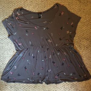 torrid butterfly vneck babydoll top